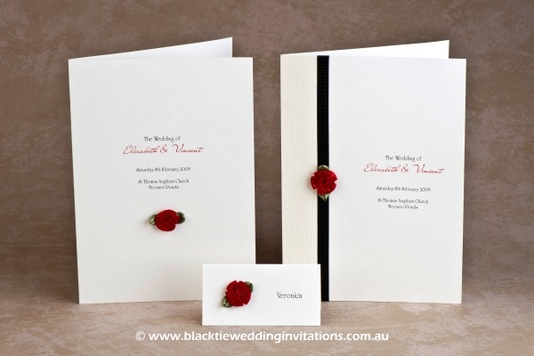 single red rose - service book covers and place card