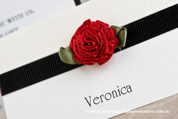 single red rose - place card details