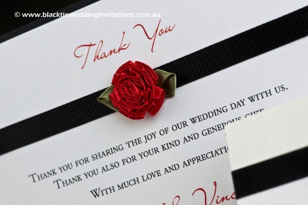 single red rose - thank you card details