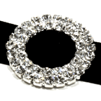 Round double rimmed diamante buckle for 15mm ribbon