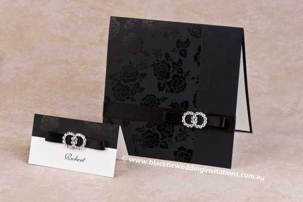 wedding invitation black rose