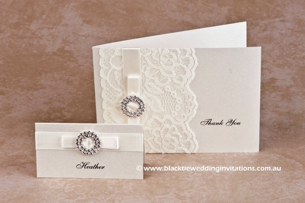 bridal lace - place card and thank you card