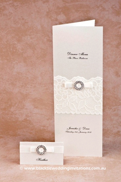 bridal lace - place card and menu