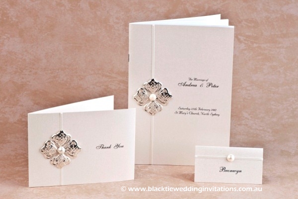 chic - thank you card, service booklet and place card