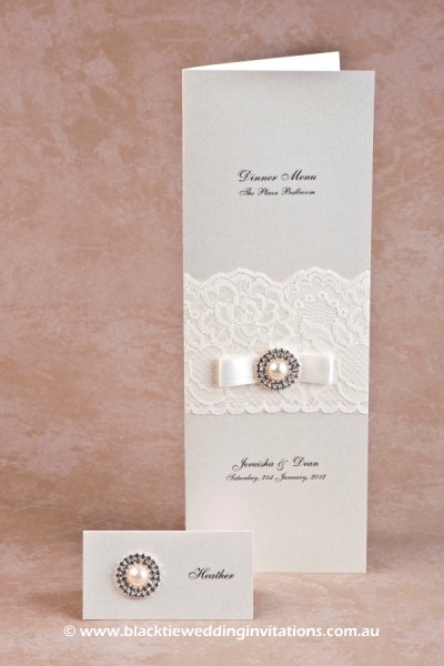 diamonds and pearls - place card and menu