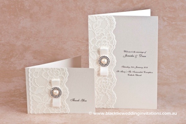 diamonds and pearls - thank you card and service booklet cover