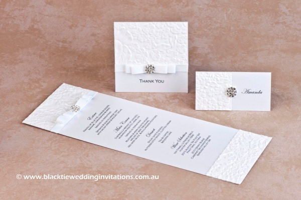 dove - menu, thank you card and place card
