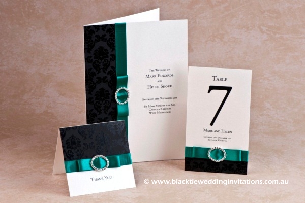 emerald palace - thank you card, service booklet cover and table number