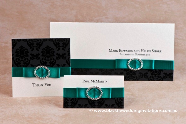 emerald palace - thank you card, invitation and place card