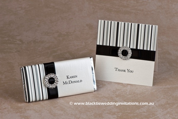 licorice stripe - personalised chocolate and thank you card