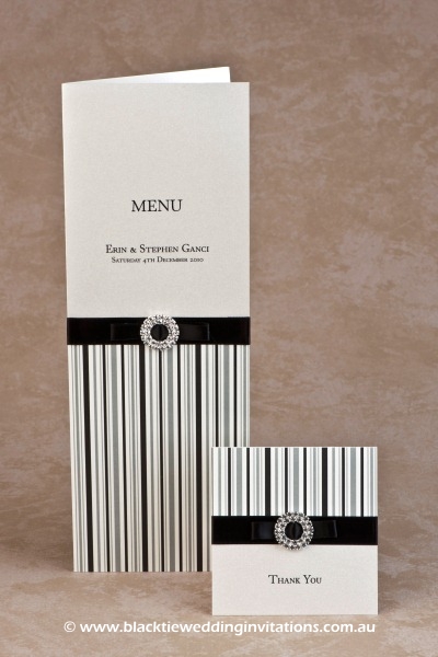 licorice stripe - menu and thank you card