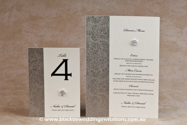 olive grove - table number and menu