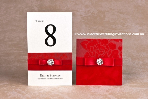red - table number and thank you card
