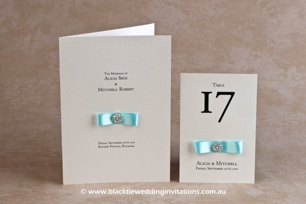 touch of blue - service booklet cover and table number