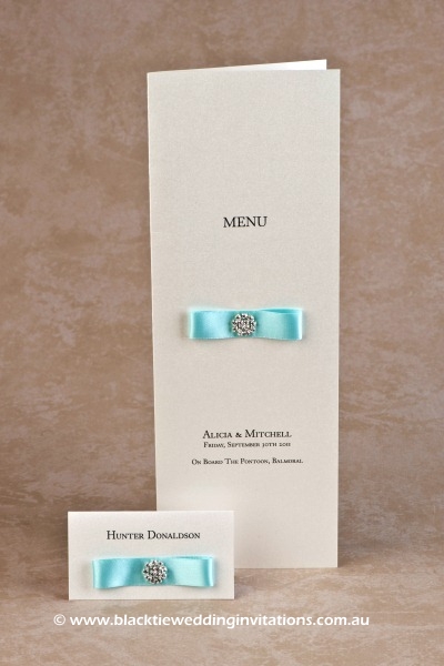touch of blue - place card and menu