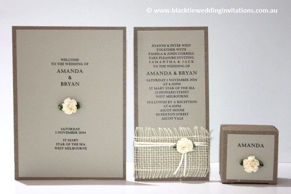 a little bit country: service booklet, invitation and favour box