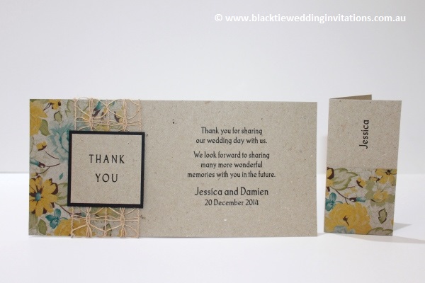 delicate bloom thank you card and place card