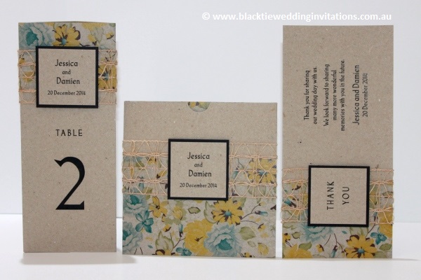 delicate bloom table information card, invitation and thank you card