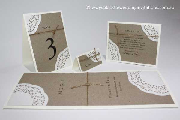 sentimental table number, place card, thank you card and menu